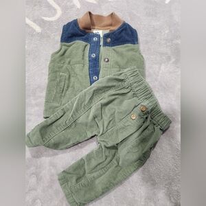 Baby B'gosh Kids Green Corduroy Pants and Blue Jacket Set